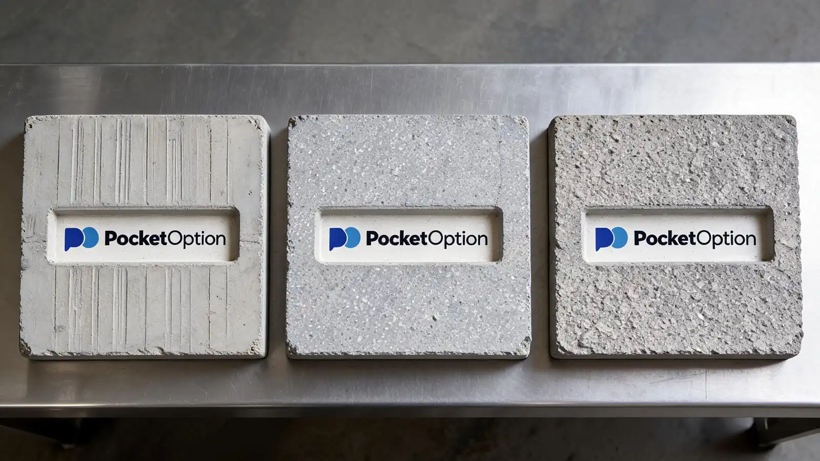 Написания имени Pocket Option кириллицей и латиницей, выстроенные в один список на экране